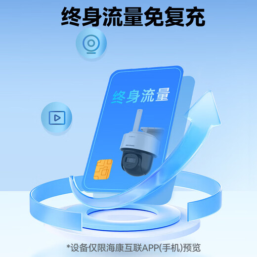 海康威视 太阳能监控摄像头 野外户室外看护 防水 4G终身免流量手机远程监控 360高清全景夜视 400万终身免流量版|(HK-T1S4M) 128G内存卡