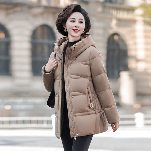 YAYA middle-aged mother winter fashion short down jacket 2025 new middle-aged and elderly winter temperament hooded coat for women