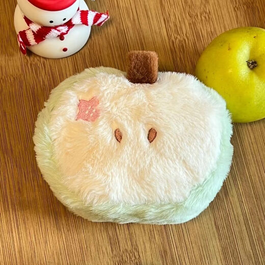 AIOSC cartoon plush coin wallet miscellaneous storage bag headphones bag lipstick key ID cute small card bag birthday gift green apple