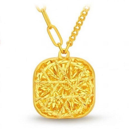 Ji Bochi pure gold-wrapped silver sugar cube pendant G24K gold sparkling sugar cube necklace small sugar cube series birthday gift sugar cube pendant