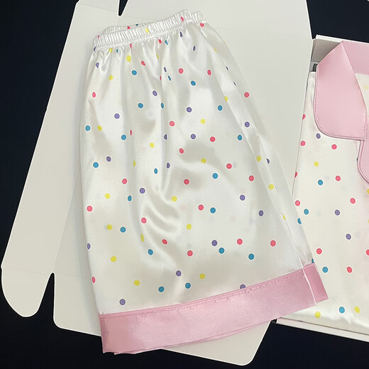 UKUHPK冰丝睡衣女夏季薄款甜美彩色波点美乐蒂短袖短裤可外穿家居服套装 高质量-套LW9207【短袖短裤】 M 【建议80-100斤】