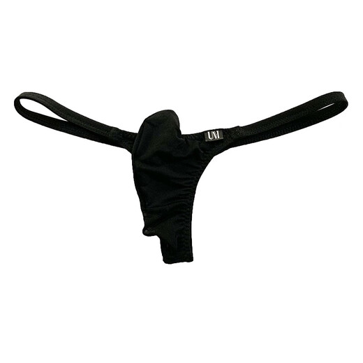 Gay sexy thong, upturned men's mesh low-waisted T-pants, ice silk straps, breathable, traceless boys' underwear, black, M2 feet-2 feet 2