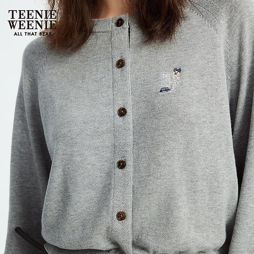 Teenie Weenie Bear Damenpullover 2025 Herbst Neu einfaches fasht leichte dünne runde Hals -Strick -Strickjacke