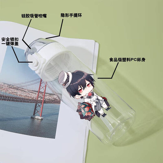 承琉时空中的绘旅人水杯艾因罗夏叶瑄司岚动漫二次元塑料吸管杯子女生 吸管塑料杯580ml FF3881叶瑄