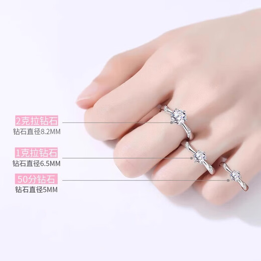 I Do platinum PT950 diamond ring 1 carat psychic six-claw cultivated diamond ring for proposal, engagement, wedding, gift for girlfriend, psychic six-claw 1 carat diamond size 15