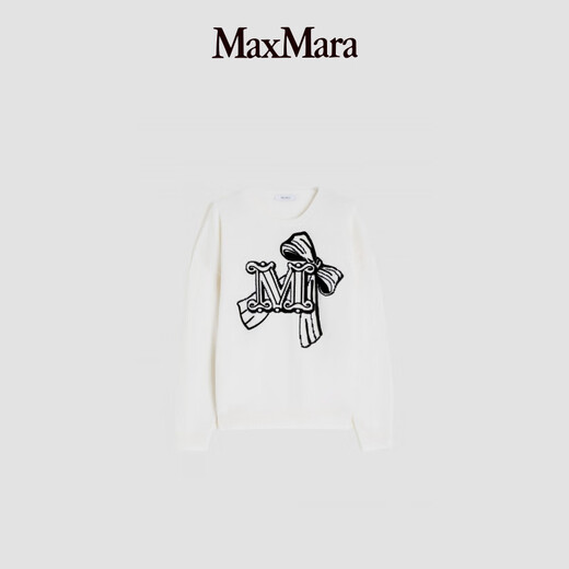 MaxMara 2025早秋新品女装绵羊毛提花羊绒毛衣1366015106 白色 XS