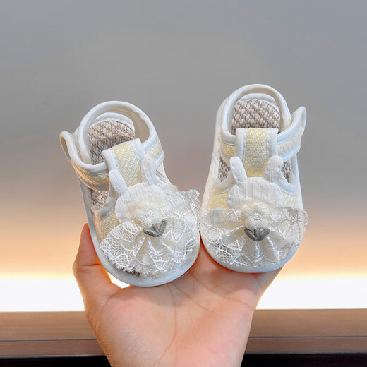 Midur Baby Girl Summer Dünne Sandalen 0-3-6 Monate Baby Girl Stieftuch Stoff Sohle Schuhe Neugeborene Sohle Sohle Schuhe 8 Pink (Mengying Sandalen-Blütenrock Kaninchen) 11,5 m (innere Länge 11,5 cm empfohlen Mai bis Oktober))