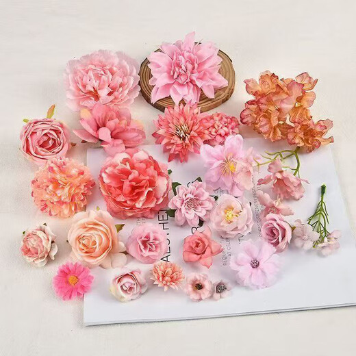 Xuanluo Zhenpin small flowers mix and match 20 silk flowers artificial flowers diy handmade hairpin headdress garland wrapped flowers flower wall decoration 3-10CM large, medium and small random mixed flowers 20