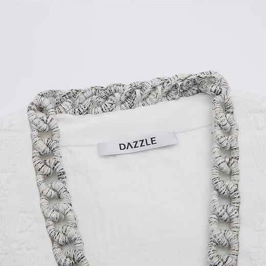 DAZZLE 地素毛衣夏季漂白色针织提花开衫 漂白色 XS