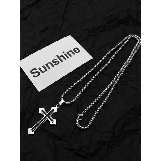 Nilan Fat Donglai's same style pt950 platinum cross necklace new platinum men's and women's trendy niche hip-hop pendant personality 1 platinum 60CM