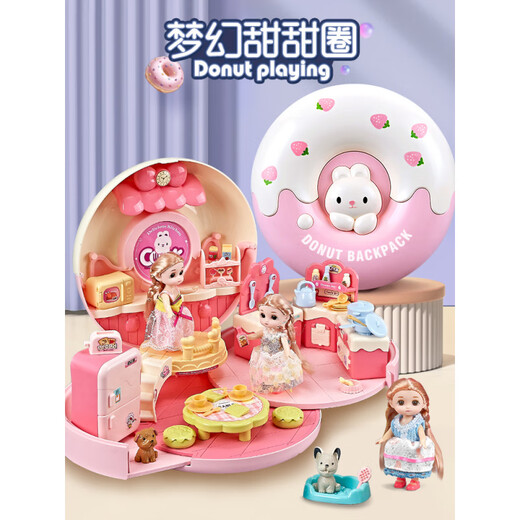 Bandimeng Toy Girls 4 Playing House Princess Doll House 2 Regalos de cumpleaños de niñas de niñas de 3 a 6 años Niños Niños 5 [Estilo de la habitación de la vida de las donas] 4 Dolls + LED Lights
