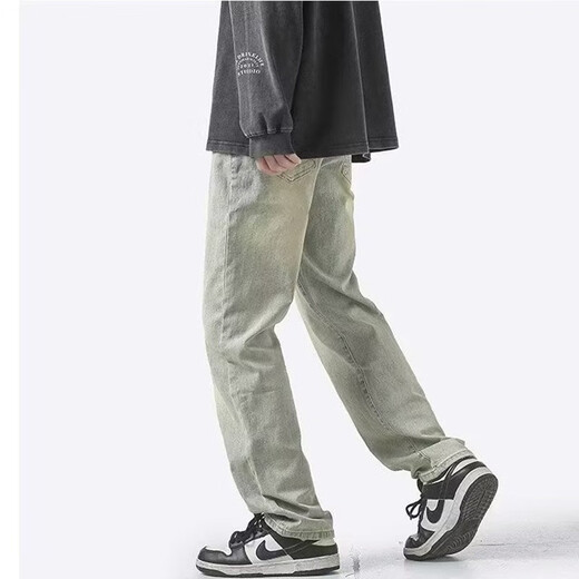 Digada Jeans Herren waschen Retro Old Frühlings- und Sommer Hongkonger Stil High Street Trend Straight Long Hosen Herrenstudent TCFS-723 Gelb Schlamm M [Vorgeschlagen 90-100 Jin [Jin entspricht 0,5 kg]]