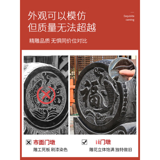 Xiguan bluestone antique door pier household holding drum stone pier Fuyu elephant Chinese style door stone drum sculpture pair of door stone sculptures original color 60cm high/pair physical inspection