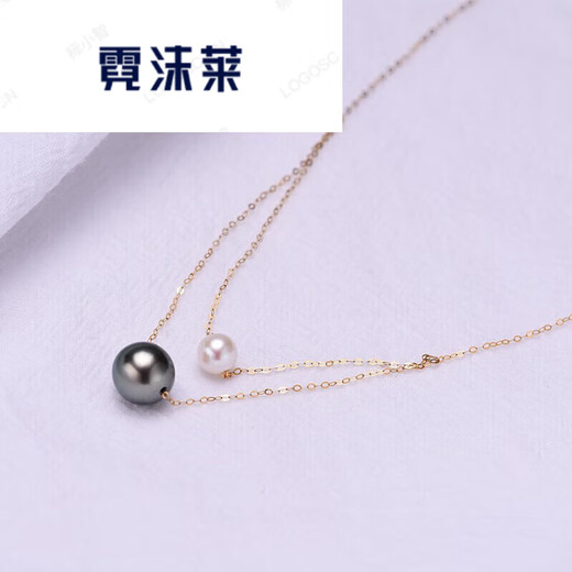 Nimolai (nimolai) 5-6/9-10mm gold pendant double layer perfect round strong light slightly flawed black/white 5-6/9-10mm -10mm
