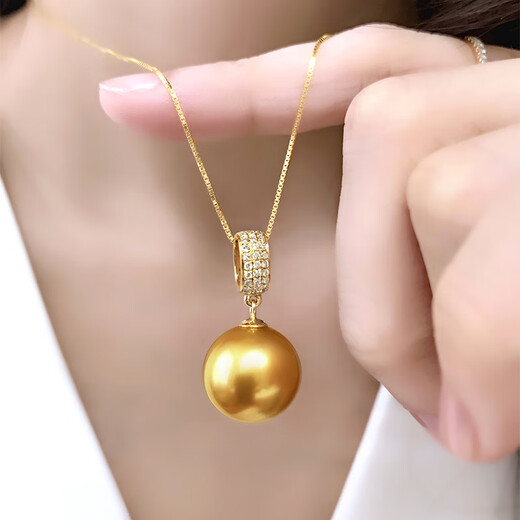 MHFDO old phoenix quality old phoenix quality Nanyang natural color sea water Nanyang thick gold beads pearl necklace 15-16mm gold bead pendant 12-12mm
