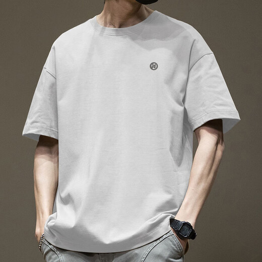 Lilang Trendy American Camiseta Americana Camiseta de manga corta Algodón de algodón puro de verano Versátil Versátil Casual 2025 Nuevo marca de moda Hong Kong estilo Camiseta White-1365 Cotton de puros de manga corta [Recomendado 80-110Jin [Jin equivale a 0.5 kg] B B