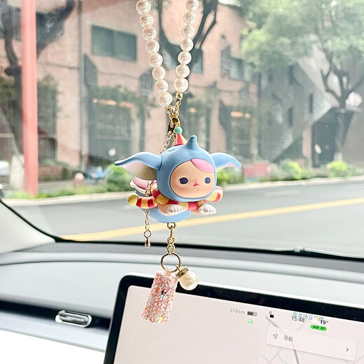 语森忆泡泡玛特PUCKY毕奇飞行车载挂件汽车内饰吊坠装饰后视镜网红挂饰 飞鼠宝宝+牛皮绳