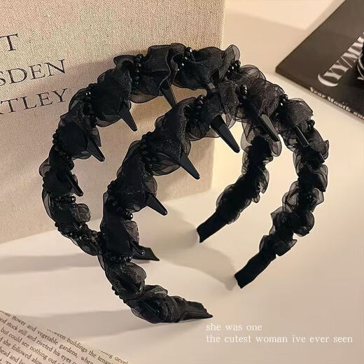 Flash diamond Louis Princess of Paris headband light luxury women's 2025 new fluffy high skull hairpin face wash headband flash diamond gauze headband black