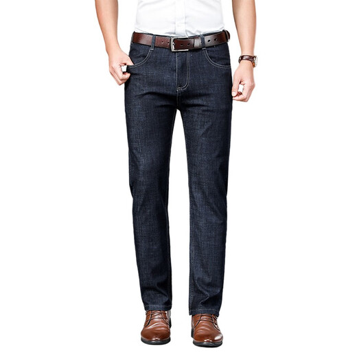 Jeans clásicos de primavera y otoño para hombres Paternidad recta suelta Papá de mediana edad y anciana