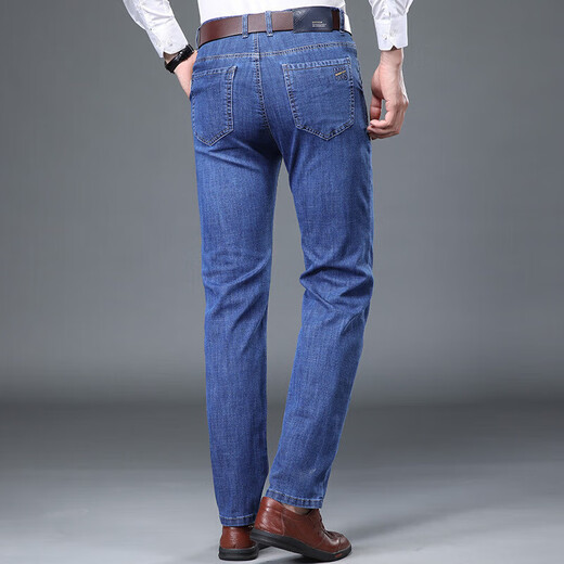 Jiujiuwang 2025 Pantalon décontracté pour hommes du nouveau pantalon masculin d'âge moyen Pantalon droite lâche Jeans Daddy Long Zhonglan 3883 29