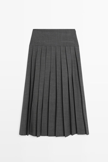 
Massimo Dutti autumn new product 20205 women's clothing elegant and high-end simple style box pleated skirt 05257504 dark gray M (38) (170/70A)