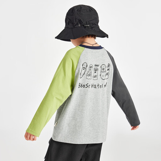 多多家男童T恤长袖2025春秋款舒适宽松童装插肩袖儿童休闲时尚全棉上衣