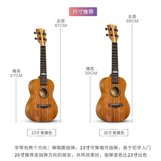 Encore (AKouls) Uklili de nivel de entrada Uklili de 23 pulgadas Guitarra para niñas para niñas, Paquete Brown Blue + de 23 pulgadas + Enseñanza