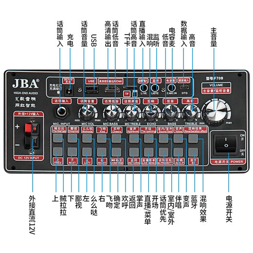 JBA outdoor audio square dance audio with display screen home karaoke audio high-power trolley speaker with wireless microphone screen large screen video machine new 17-inch screen 10-inch bass 5 unit + 320G