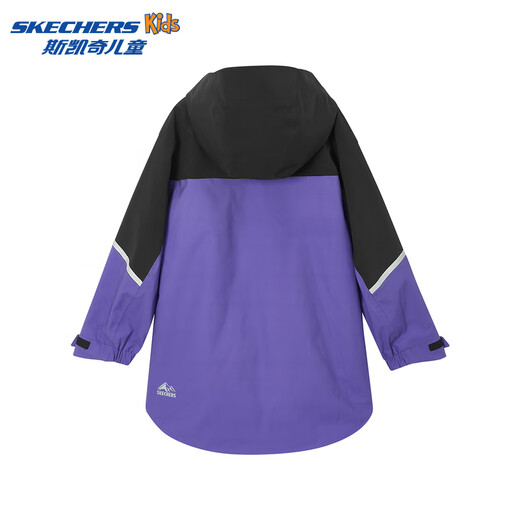 Skechers 2025 autumn new children's water-proof, windproof and sunproof three-in-one jacket for boys and girls, versatile jacket, dark purple/00QD 140