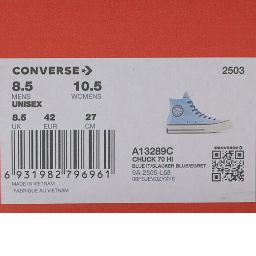 匡威（Converse）2025年男子Chuck Taylor 70S SEASONAL帆布鞋 A13289C 41