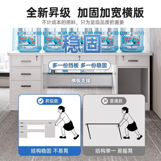 Computer desk with drawers, office desk and chair combination for staff, simple modern home workbench, five drawers and one cabinet_High-grade gray 1.4m_Assembled