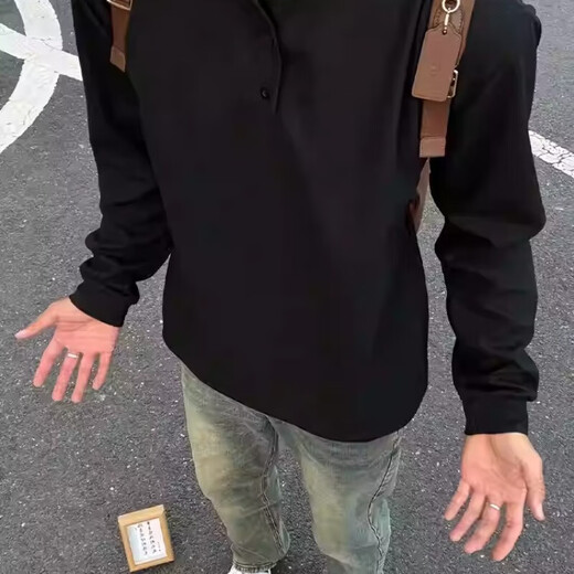 Henry collar bottoming shirt sweatshirt heavyweight long-sleeved T-shirt men's spring and autumn American street fashion brand loose inner top M11 white clearance pickup L