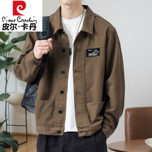 Pierre Cardin Jacket Spring y Autumn 2025 Camisa nueva Lapa de la chaqueta de trabajo para hombres Autumn Men's Tell Autumn Chaqueta Top Versión K12806 Khaki M Recomendado 90-120 Jin [Jin equivale a 0.5 kg]