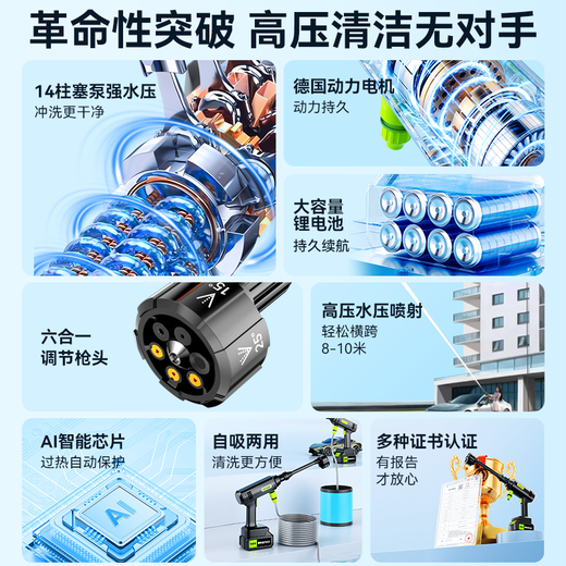 Zhiguozhe car washing machine high-pressure water spray gun pump brush home commercial electric wireless connection tap water air conditioning cleaning special full set