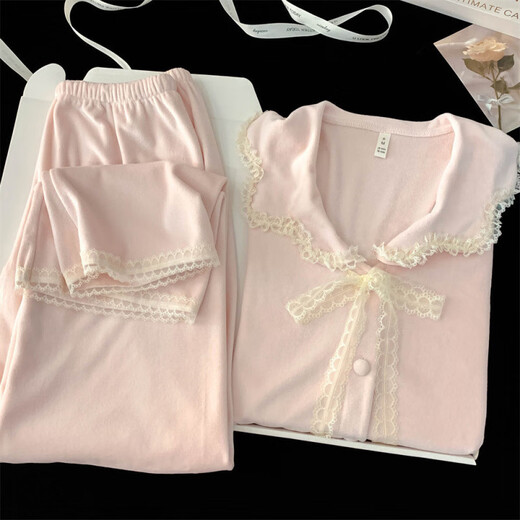 ZIPJBX风长袖长裤睡衣女秋冬季德绒加厚保暖感家居服两件套 9920-浅粉色套装 【款】 M