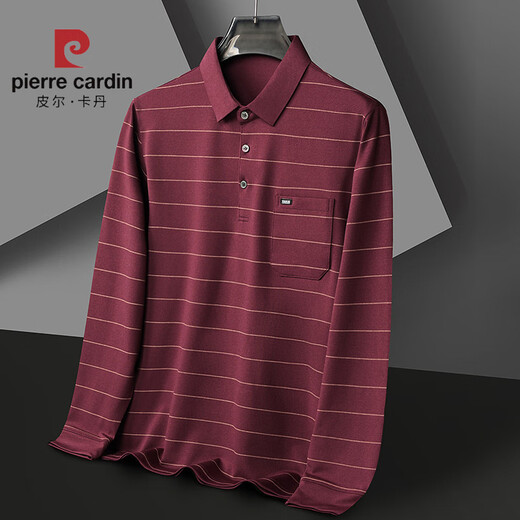 皮尔卡丹（pierre cardin）中年男士棉T恤长袖爸爸春装打底衫中老年人男装上衣polo衫棉体恤 HH826灰色 M 【115斤内】