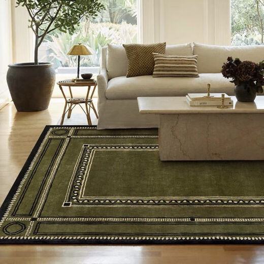 
WCZ Living Room Carpet High-end French Cashmere 2024 New American Retro Style Handmade Customized High-end Green Bedroom Bed ZQ12101 200*300cm Class A Imitation Cashmere