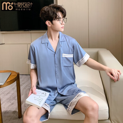 Modal High-End New Herren-Pyjamas Sommer kurzärmelige Shorts Seide Dünne Kühlkleidung großer Anzug Sommermänner 3899 Pine Green L (Gewicht 100 bis 139)