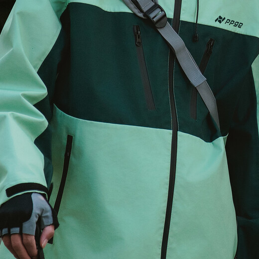 
PPGE contrasting hard shell pressed rubber outdoor jacket 25 spring new windproof waterproof couple climbing suit green xl