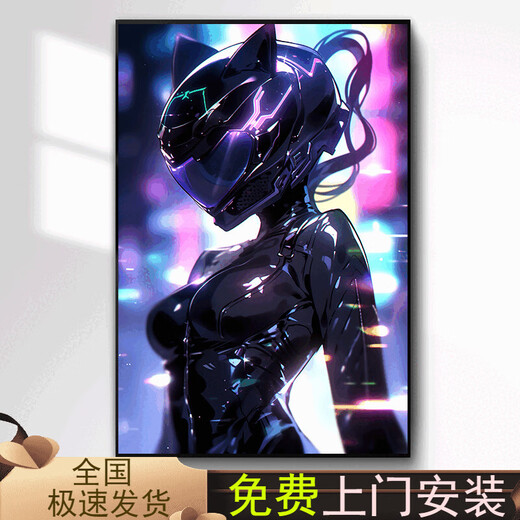 
Cyberpunk paintings e-sports room car motorcycle motorcycle decoration painting hotel corridor internet cafe background wall mural cool helmet shadow S1049 80*100cm