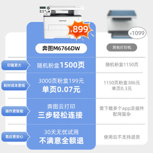 奔图（PANTUM）M6766DW激光打印机家用办公 自动双面打印 复印扫描一体机 学生手机无线学习作业家庭打印机