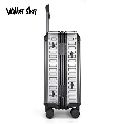 Walker Shop品牌【全铝镁合金】拉杆箱大容量行李箱金属万向轮男女旅行箱 铁灰色 卡扣 20英寸