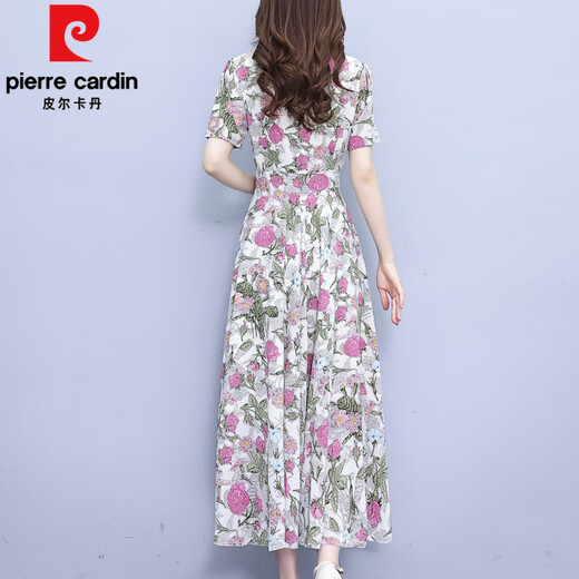 皮尔卡丹（pierre cardin）气质碎花连衣裙女2025新款夏季中年妈妈高端洋气百搭雪纺长款裙子 水墨花9761 M 建议95-104斤
