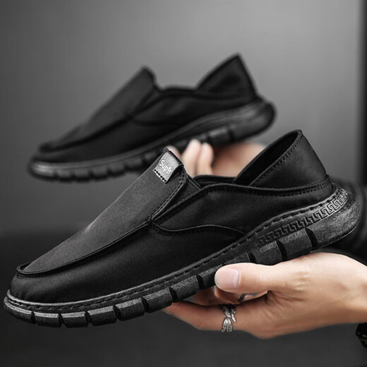 Zapatos de tela de verano huilirui zapatos para hombres transpirables zapatos perezosos zapatos casuales versátiles para hombres s9901 negro 41