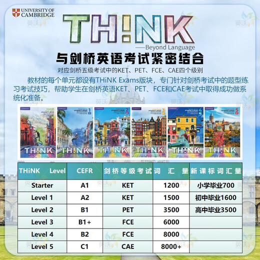 剑桥中学英语课程 Think教材第二版【3级别】CEFR B1+ 学生书+练习册+在线账号【赠音频】剑桥FCE入门考试英语教材 英文原版进口