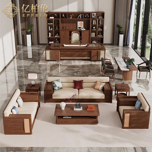 YIBOLUN new Chinese style executive desk boss desk North American black walnut general manager desk president solid wood office furniture 2.2m desk