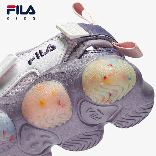 Fila Fila Children's Shoes Sandals 2025 Summer New Girls Breathable Flashing Velcro Sneakers Romantic Purple/Gray Smoked Purple-OL 29