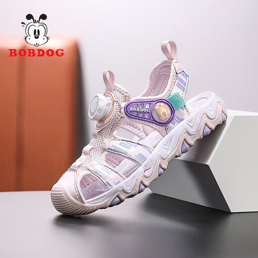 BOBDOG BOBDOG children's shoes, boys' sandals, soft soles, medium and large children's sports sandals, girls' shoes, trendy XFK229 pink and purple 35, inner length 22.5cm