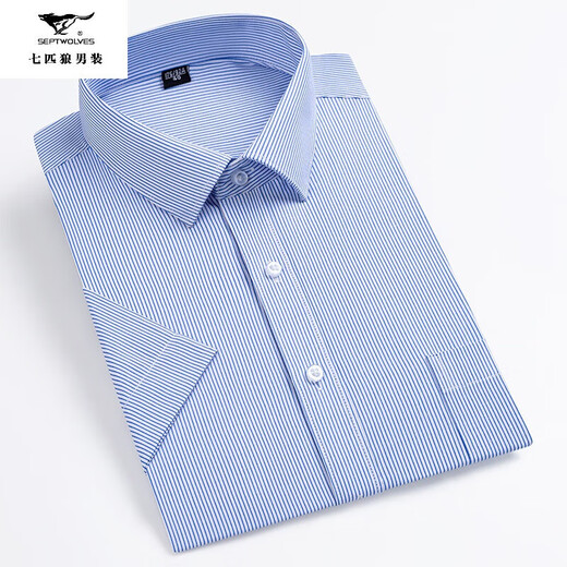 
Seven Wolf men's short-sleeved shirt 2025 summer middle-aged business casual versatile comfortable and breathable cotton professional work shirt DX6630 38