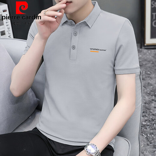 皮尔卡丹（pierre cardin）翻领polo|衫男短袖冰丝夏季凉感带领潮牌商务休闲有领半袖印花体 FL2601-381军绿色 S
